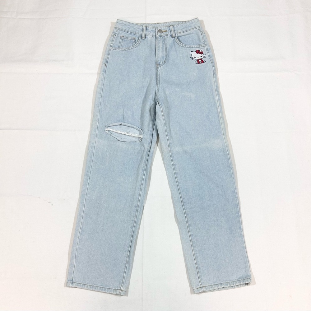 SHEIN x Hello Kitty & Friends Women’s XS Jeans Straight Leg High Rise Light Wash